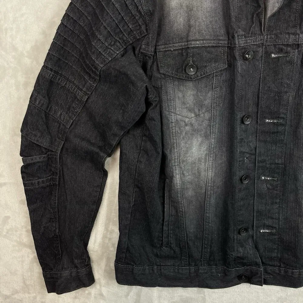 Southpole Denim Jacket Men's XL Acid Wash Hand Painted Moon Child Grungecore